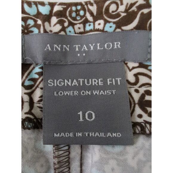 Ann Taylor Signature Capri Pants Paisley Brown Blue Cream Stretch Women's Siz 10 - Picture 4 of 6